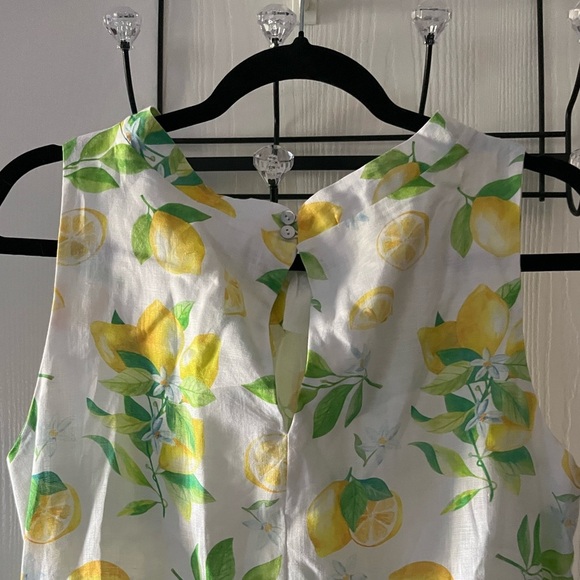 Cento Lino - 100% linen Sleeveless Lemon Print Midi Dress - Picture 2 of 8